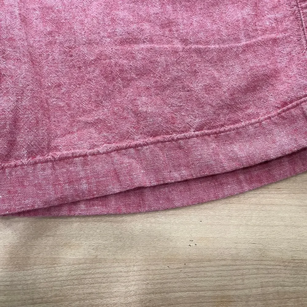J. Crew Factory Gramercy Shorts Mens 38 Red Cotton Linen Blend Chambray Heather